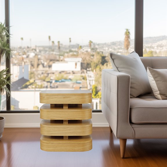 Brix Mid-Century Modern Floating Sculpture Layered Square End Table