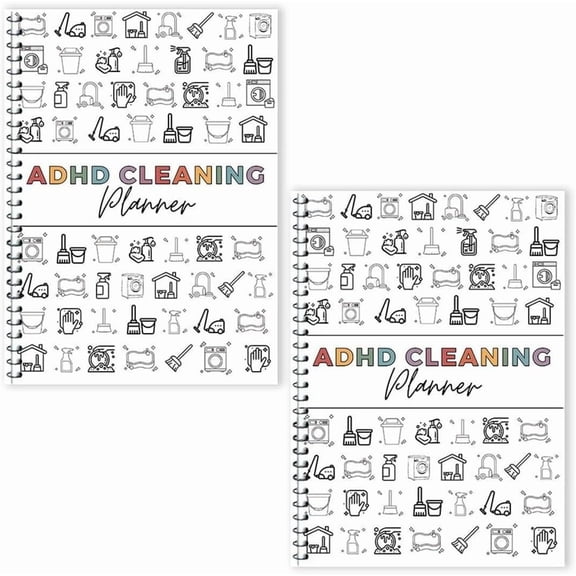 Rubinzhi ADHD Cleaning Planner for Adults Schedule and Checklist Notebook and Organizing Toolkit Daily Calendar 2pcs