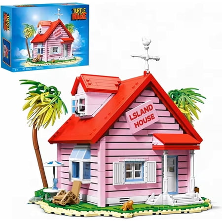 BrixVibe Beach House Building Set with Lights Compatible with Lego Architecture Pink Sea View Apartment Creative Model for Girls 8-12 Age 1434pcs