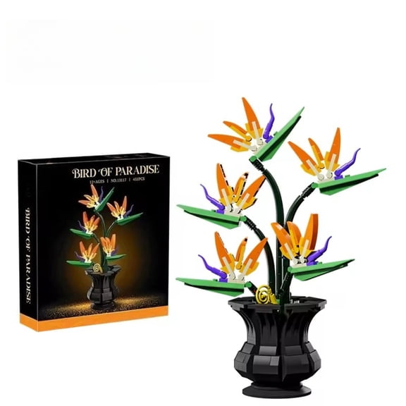 BrixVibe Bird of Paradise Bonsai Building Set Compatible with Lego Flower Artificial Botanica Collectible Decor 451pcs