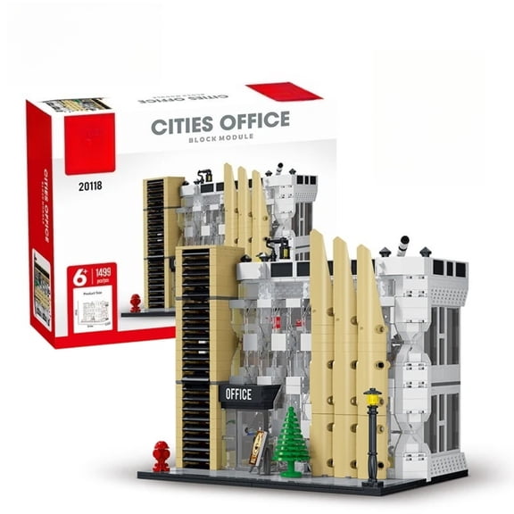BrixVibe City Office Building Set with LED Compatible with Lego Architecture Creative Collectible for Adults 1499pcs