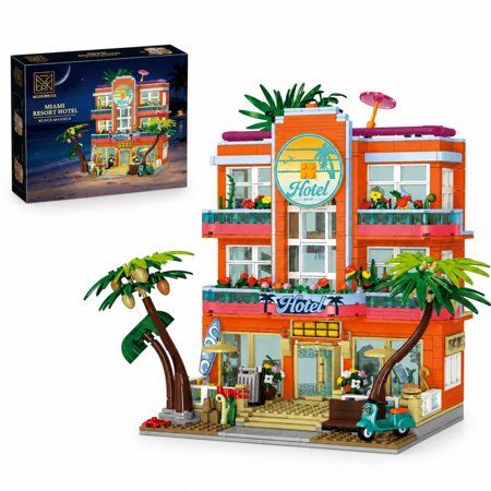 BrixVibe Coastal Resort Hotel Building Sets Compatible With Lego Architecture Modle Cognitive Flexibility Building Blocks For Adults Teens 1612 Pcs
