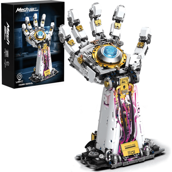 BrixVibe Cyberpunk Mechanical Hand Building Sets Compatible With Lego Technic Robotic Hand Concentration Building Blocks For Adults Teens 1424 Pcs