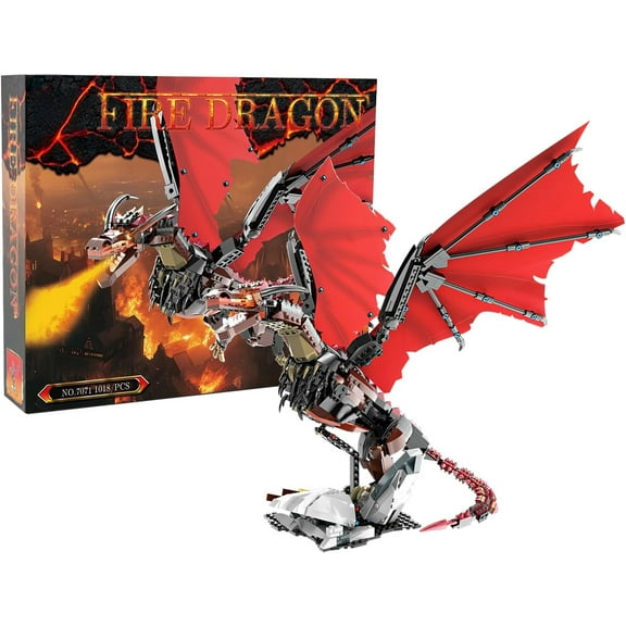 BrixVibe Fire Dragon Building Set Compatible with Lego Animals for Boys Adults Home Decor 1018Pcs