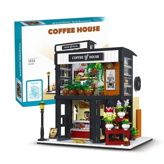 BrixVibe Flower Language Cafe Store Building Set with Light Compatible with Lego Architecture Creative City Streetview Model for Adults 1454pcs