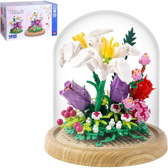 BrixVibe Lily Flower Building Set with Cover Compatible with Lego Flowers Botanical Collection for Adults 600pcs