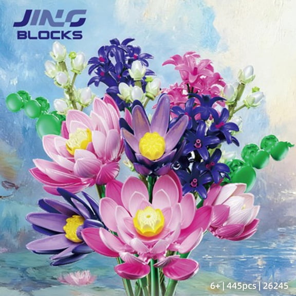 BrixVibe Lotus Bouquet Building Set Compatible with Lego Flower Creative Collectible Model for Adults Woman 445pcs