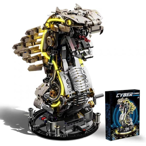 BrixVibe Mechanical Cobra Building Blocks Set Compatible with Lego Snake Creeper Animals Model Kit with Led for Adults Boys 1186pcs