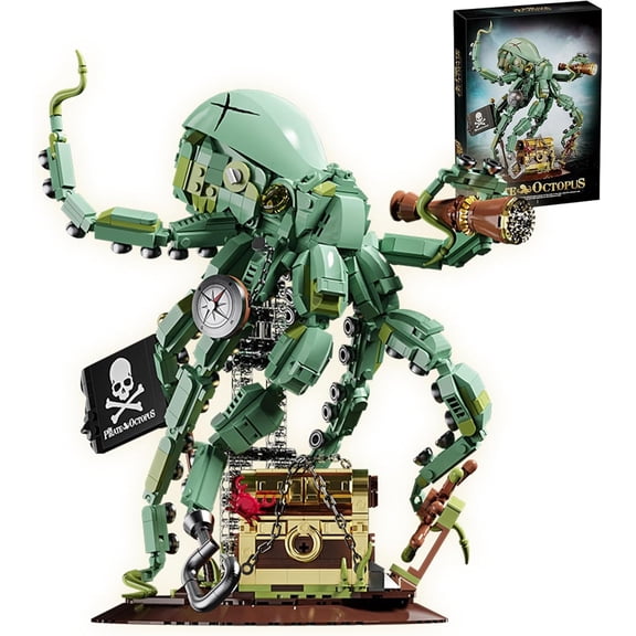 BrixVibe Mechanical Octopus Building Set Compatible with Lego Animal Creative Collectible Model for Teens Adults 1128pcs