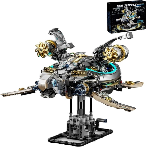 BrixVibe Mechanical Turtle Building Blocks Set Compatible with Lego Ocean Animals Model Kits with Led for Adults Boys 1277pcs