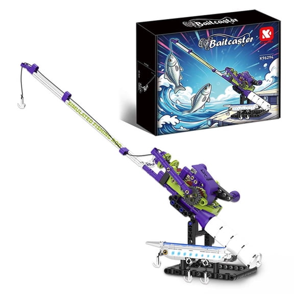 BrixVibe Mini Fishing Rod Building Sets Compatible With Lego With Mechanical Gear Reel Display Stand Room Decor Building Toys For Adults Teens 235 Pcs