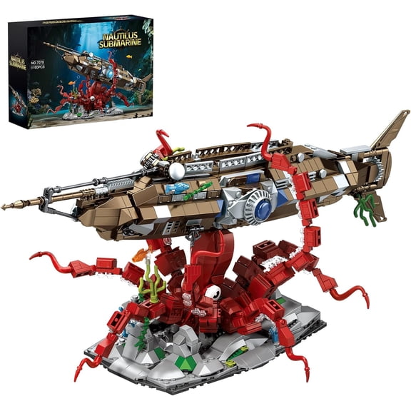 BrixVibe Nautilus Submarine Building Set Compatible with Lego Architecture Collectible Model Kit with LED for Adults 1190pcs
