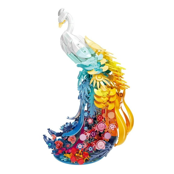 BrixVibe Peacock Bird Animal Flower Building Blocks Compatible with Lego Sets for Adults Women Girls