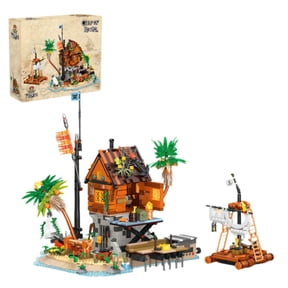 BrixVibe Pirate Gulf of Rocks Building Blocks Set Compatible with Lego Architecture Modle Pirate Cabin Island Christmas Gifts for Adult Teens 1487 Pcs