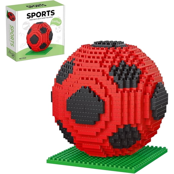 BrixVibe Red Soccer Ball Building Set Compatible with Lego Sports Game Collectible Football for Teems Adults 900pcs