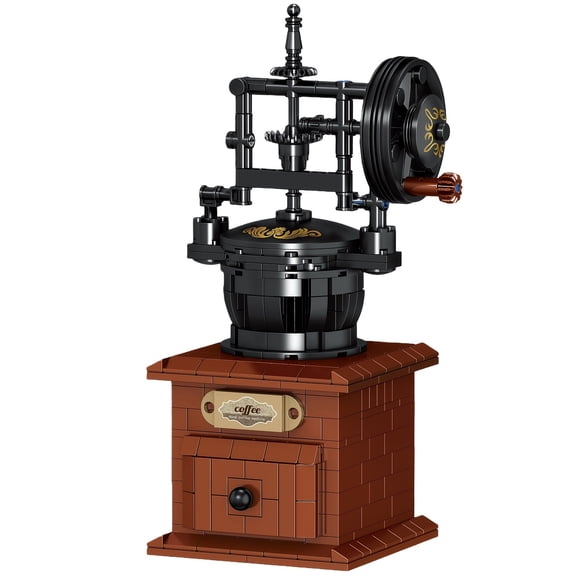 BrixVibe Retro Manual Coffee Grinder Building Set with Hand Crank & Catch Drawer Compatible with Lego Antique Collection Model 467pcs