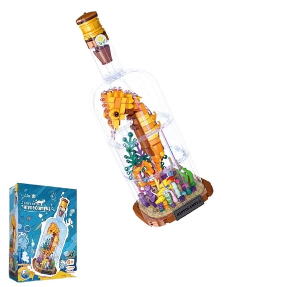 BrixVibe Seahorse Drift Bottle Building Set Compatible with Lego Animal Creative Decor Fishes Block Kit for Age 8-12 Boy Girl 420 pcs