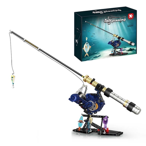BrixVibe Spinning Wheel Rotating Fishing Rod Building Sets Compatible With Lego Mechanical Model Home Decor For Adults Teens