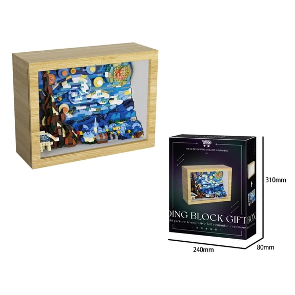 BrixVibe Starry Night Art Building Blocks Set with Light Compatible with Lego Van Gogh for Adults 14+ 1259pcs