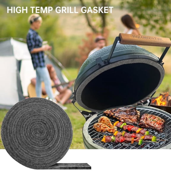 Brixlen High Temp Grill Gasket Tape, Self-Adhesive BBQ Smoker Seal Replacement for Ceramic Kamado Grill Lid