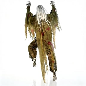 Brixlen Scary Crawling Hanging Ghost Prop, LongHair Skeleton Zombie Decor, Creepy Haunted House Ornament for Yard Indoor Outdoor Halloween Party