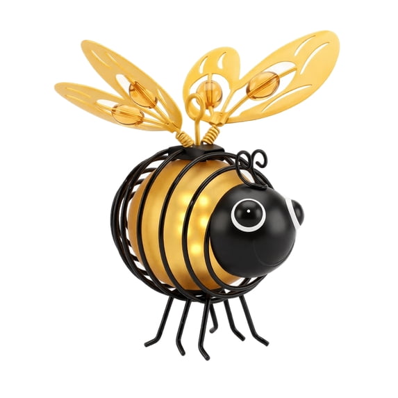 Brixlen Yellow Solar Wrought Iron Bee Hanging Light, Waterproof LED Garden Ornament Lamp, Solar Powered Hanging Decor for Yard Patio Porch Tree Outdoor Decorations
