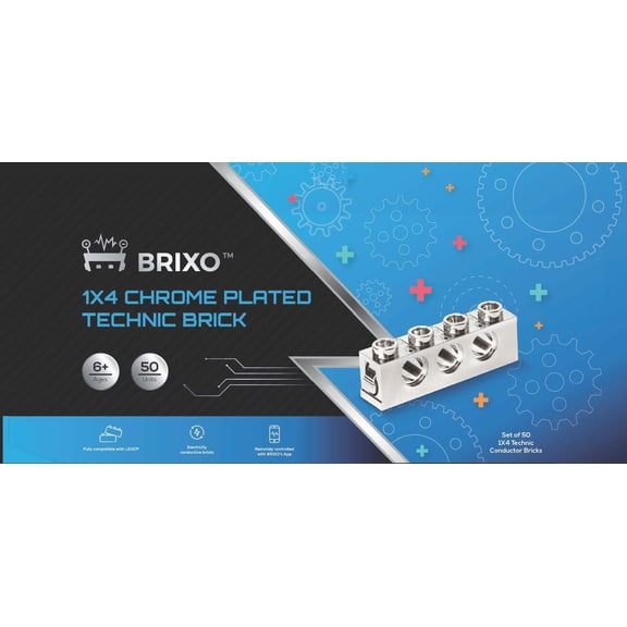 Brixo 1x4 Chrome Bricks Pack-Set of 100pcs 1x4 Electricity conducting bricks That are Chrome Plated.