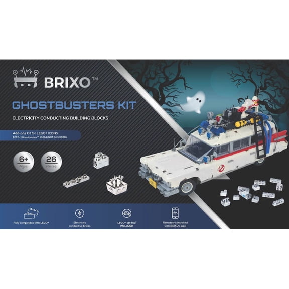 Brixo Conductive Chrome Plated Building Bricks Kit for LEGO Icons Ghostbusters ECTO-1 10274 Car Kit, Not Including The Set. Bring Life to Your Ghostbusters ECTO-1 10274 Car Kit.