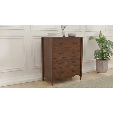 Brixton Solid Wood 4-Drawer Chest Walnut - for Adults and Teens