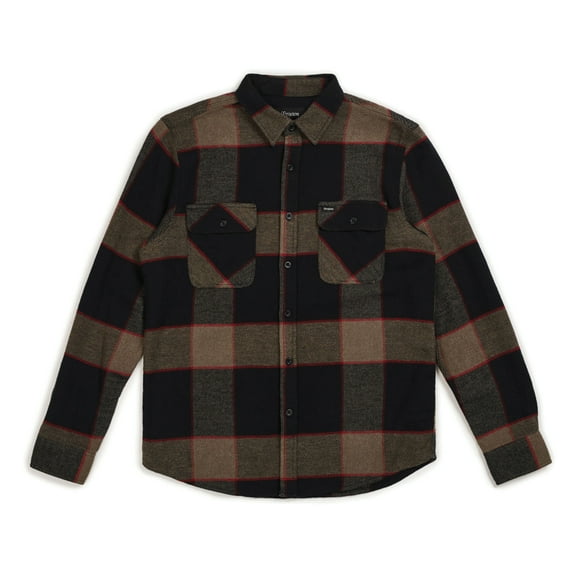 Brixton Bowery Flannel Long Sleeve Shirt Heather GrayCharcoal