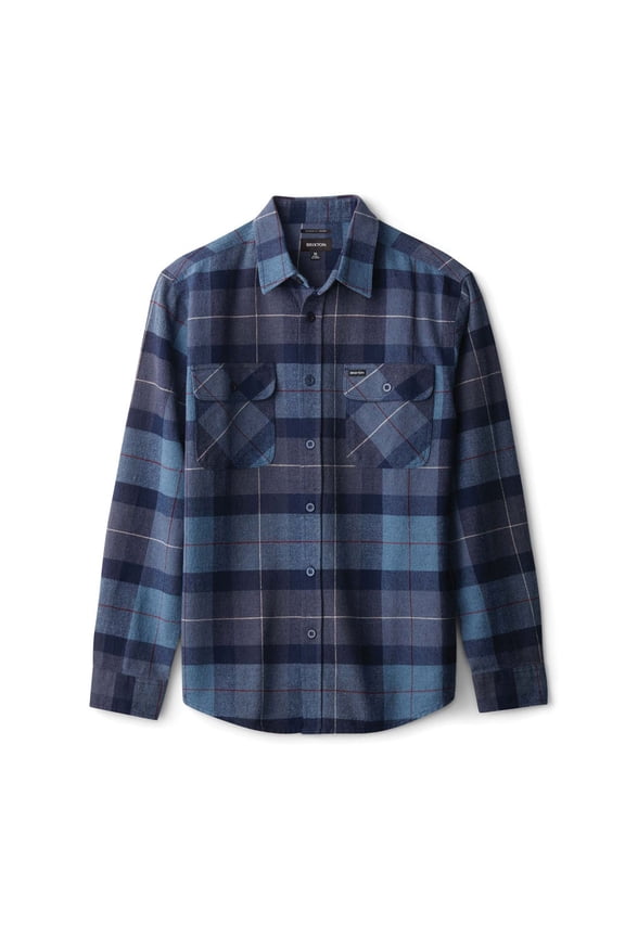 Bowery Flannel Long Sleeve Shirt Navy Carolina Blue