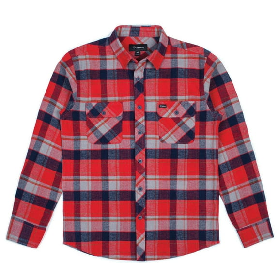 Brixton Bowery Long Sleeve Flannel Shirt Red Heather Navy