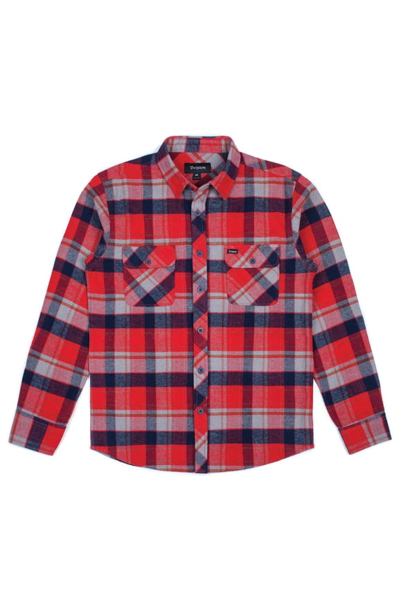 Bowery Long Sleeve Flannel Shirt Red Heather Navy