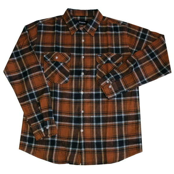 Brixton Bowery Long Sleeve Flannel Shirt Rust