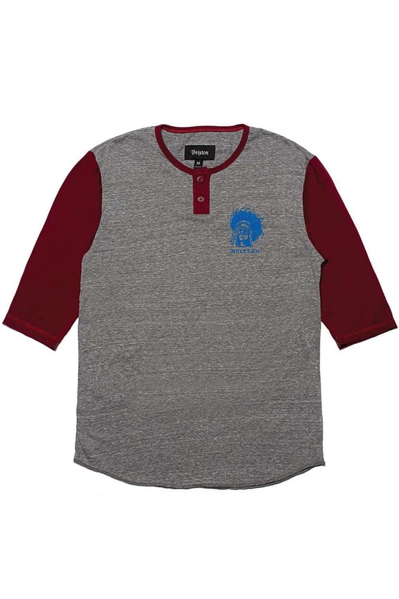 Crow Henley 3/4 Sleeve T-Shirt Gray