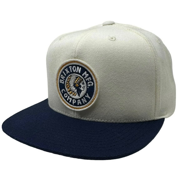 Brixton Men's Rival Embroidered Logo Snapback Cap Hat (White/Navy)