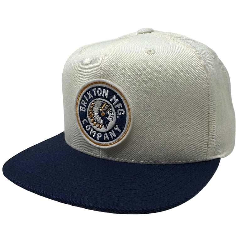 Brixton Men's Rival Embroidered Logo Snapback Cap Hat (White/Navy