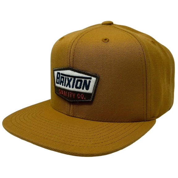 Brixton Men's Snapback Hat Regal MP Embroidered Patch Wool Blend Flat Brim Cap (Golden Brown, One Size)