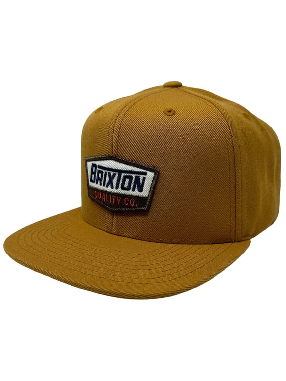 Men's Snapback Hat Regal MP Embroidered Patch Wool Blend Flat Brim Cap (Golden Brown, One Size)