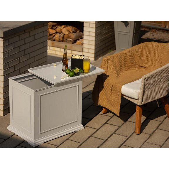 Brixton Tray Table - 2-in-1 Outdoor Side Table with Storage and Tray for /Porch | All-Weather Resistant | Classic & Functional
