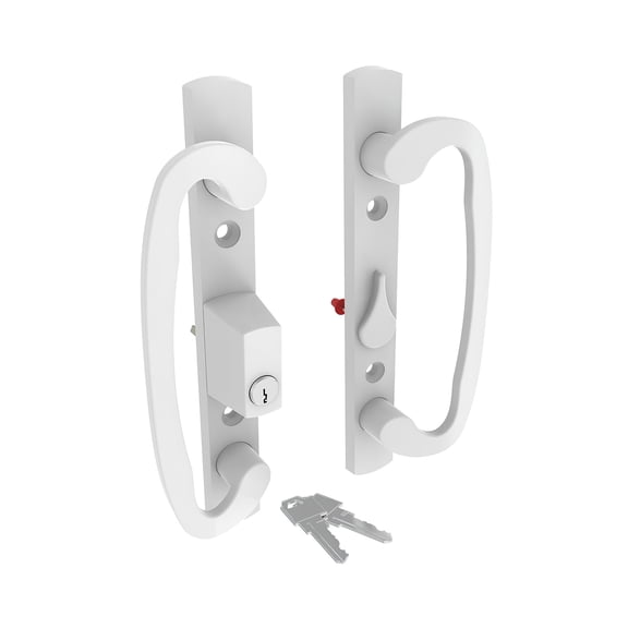 Brixwell 13-245WK Patio Door Handle Keyed Offset Latch White Finish