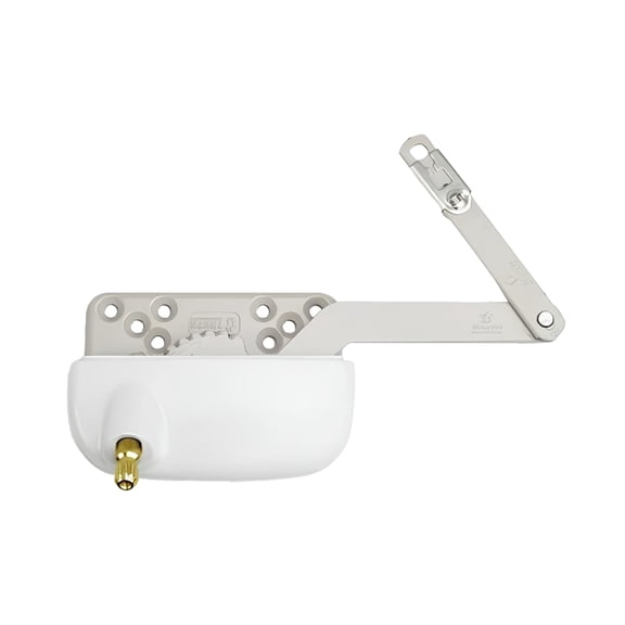 Brixwell Split Arm Casement Operator, Left Hand, White Finish, Nylon Roller, 3" Base Width