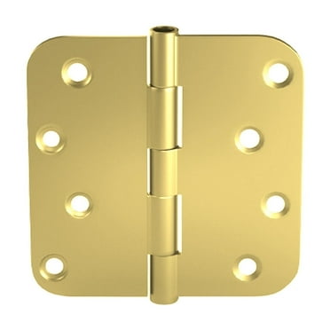 Brixwell Plain Bearing Butt Hinge Satin Brass, Steel, Radius Corners, 4" X 4", Non-Removable Pin