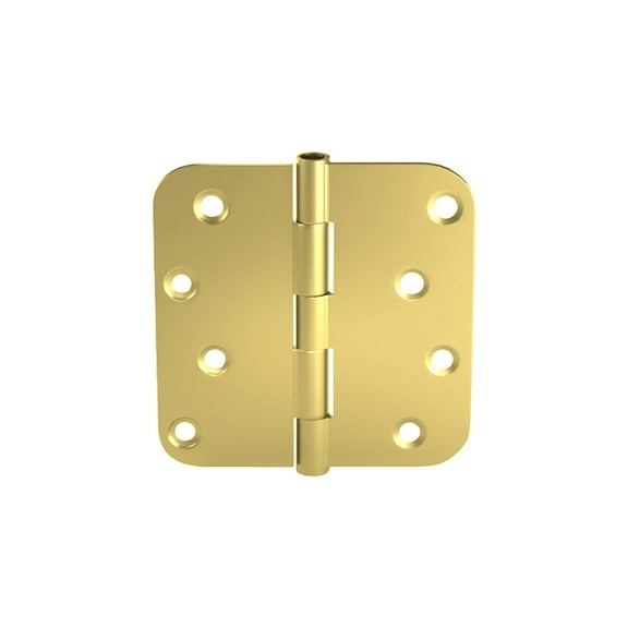 Brixwell Plain Bearing Butt Hinge Satin Brass, Steel, Radius Corners, 4" X 4", Non-Removable Pin