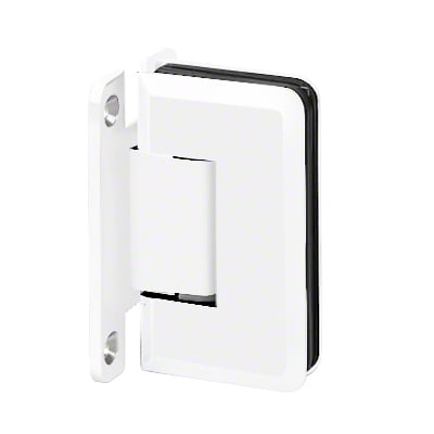 Brixwell H-MBGTWA-FP-W Adjustable Majestic Series Glass To Wall Mount Hinge With "H" Back Plate Gloss White