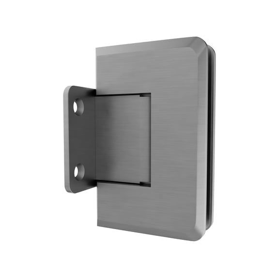 Brixwell H-PGTWA-SC Adjustable Premier Series Glass To Wall Mount Shower Door Hinge With Short Back Plate Satin-Chrome
