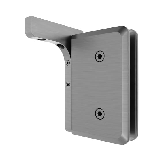 Brixwell H-PIVBGTWA-SC Adjustable Montreal Glass To Wall Mount Pivot Hinge With Reversible "L" Bracket Satin-Chrome