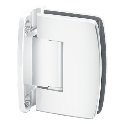 Brixwell H-R14GTW-FP-W Radial Series Glass To Wall Mount Shower Door Hinge With Full Back Plate Gloss White