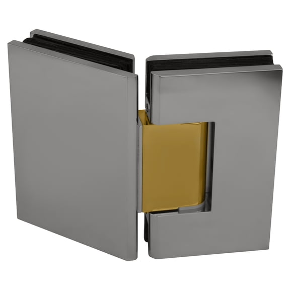 Brixwell H135GTGCB Designer Series Glass To Glass Door Hinge 135 Degree Polished Chrome W/Brass Accents