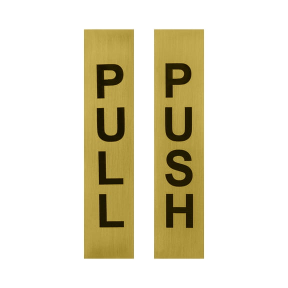 Brixwell Rectangular Push Pull Door Sign Set, Satin Brass Finish, Commercial Signage